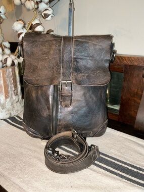 NWOT Bed Stu Jack Leather Crossbody Shoulder Bag Black Rustic Retail $245